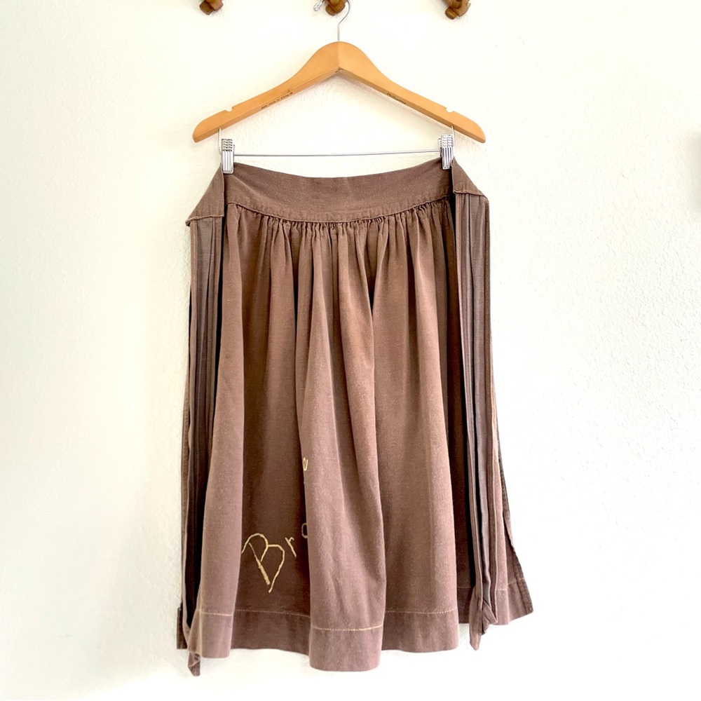 Vintage Brown Cotton Brownies Apron Girl Scouts 1940s Handmade with Embroidery